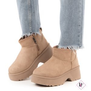 Scarponcini Eureka alla caviglia con pelliccia e tacco comodo