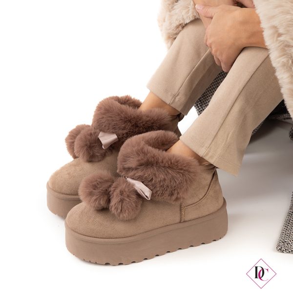 scarponcini khaki con zeppa platform e pelliccia de caro calzature (5)