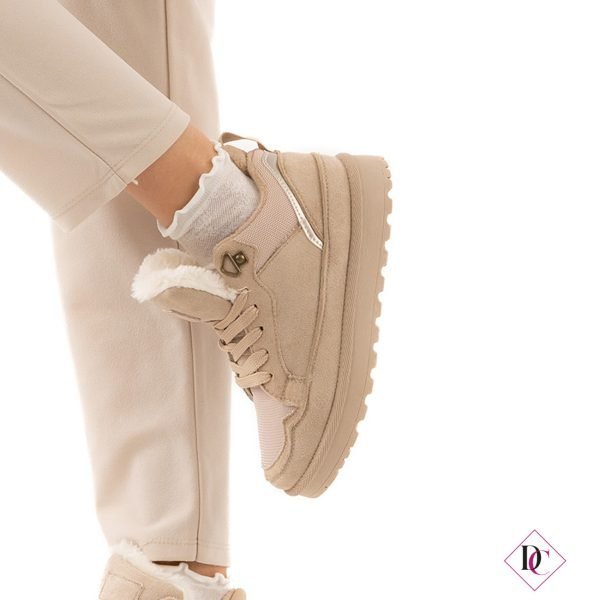 sneakers invernali beige con pelliccia de caro calzature 4