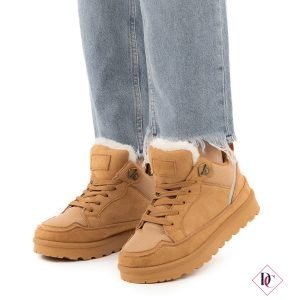 sneakers invernali camel con pelliccia de caro calzature 3