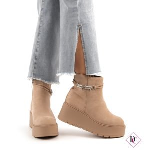 stivali scamosciati alla caviglia con zeppa khaki de caro calzature (2)