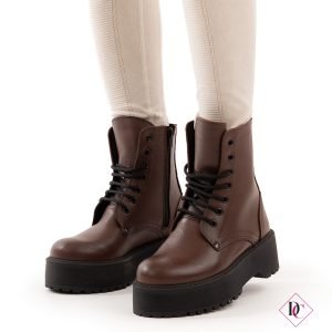 anfibi pelle marrone con zeppa platform de caro calzature (5)