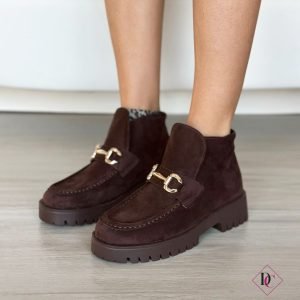 mocassini marroni invernali scarponcini tacco basso de caro calzature 1