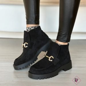 mocassini neri invernali scarponcini tacco basso de caro calzature