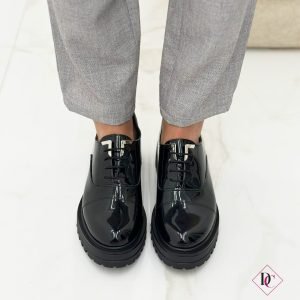 sneakers eleganti inglesine lucide nero con tacco comodo de caro calzature 3