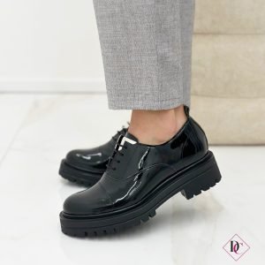 sneakers eleganti inglesine lucide nero con tacco comodo de caro calzature