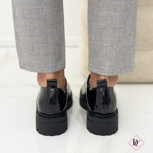 sneakers eleganti inglesine lucide nero con tacco comodo de caro calzature 4