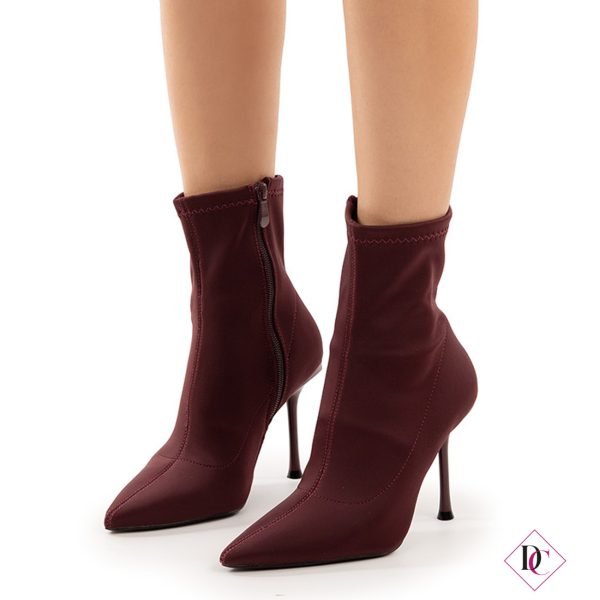 tronchetto bordeaux tacco alto a spillo elegante de caro calzature (3)