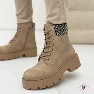 anfibi beige Marc Ellis con lacci e strass De Caro Calzature 5