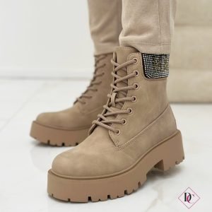 Stivali Desert Marc Ellis anfibi tacco basso con lacci e strass