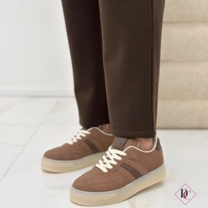 snaekers marrone con zeppa platform primavera estate de caro calzature (1)