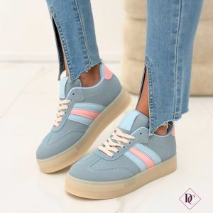 snarkers azzurra con zeppa platform primavera estate de caro calzature (1)