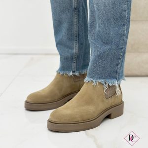 stivaletti bassi beige vera pelle con elastici de caro calzature 4