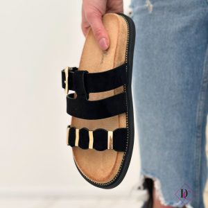 sandali bassi con zeppa morbida anti sudore nero de caro calzature (4)