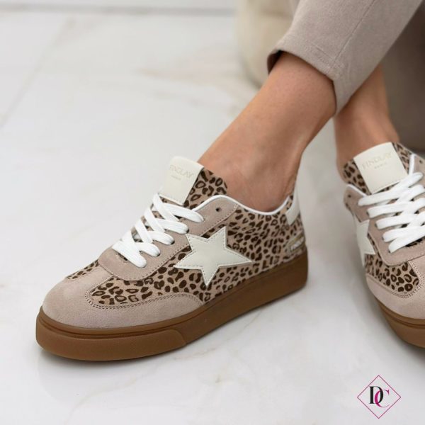 sneakers comode da passeggio beige leopardato de caro calzature (2)