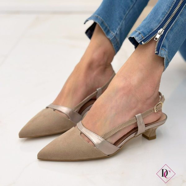 décolleté made in italy tortora con tacco basso de caro calzature (7)