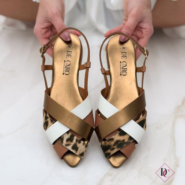 sandali bassi bianco camel ballerine vera pelle de caro calzature (4)