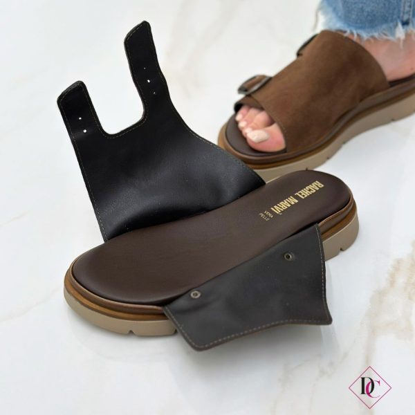 sandali bassi vera pelle con fibbie regolabiili testa di moro de caro calzature (4)